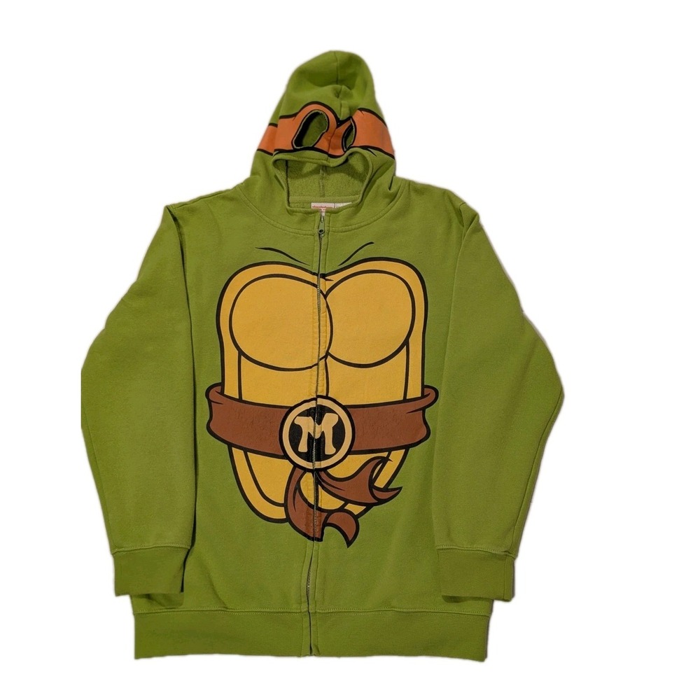 Nickelodeon TMNT Ninja Turtles Hoodie Unisex Medium Green Orange Full Zip